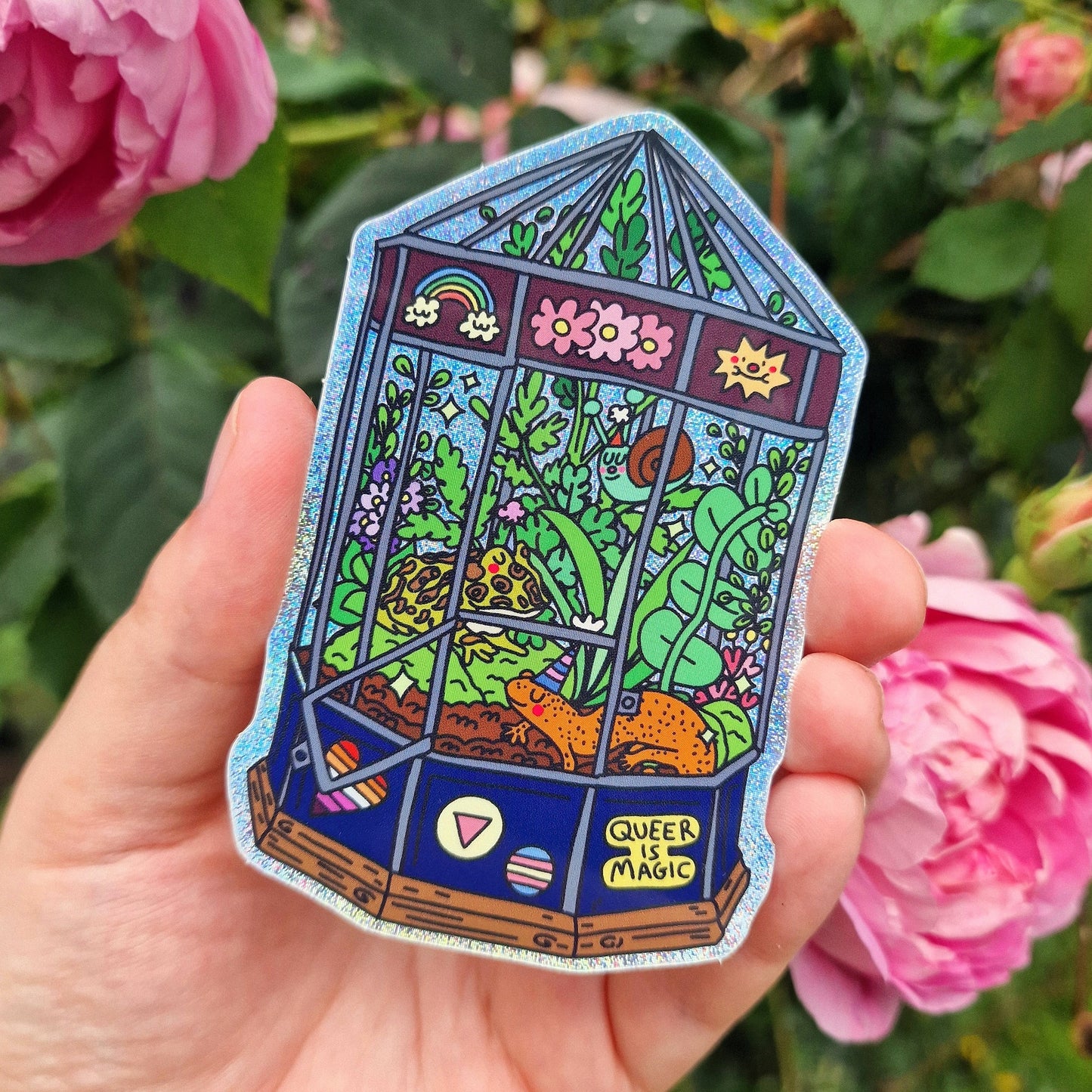 Magical queer terrarium - glitter sticker