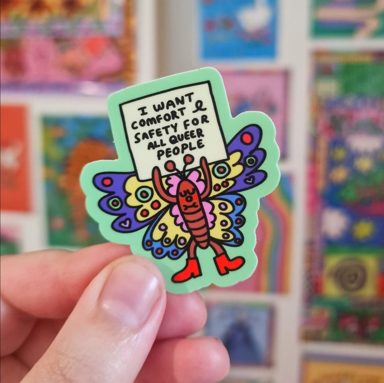 I want comfort & safety for all queer people - die cut sticker