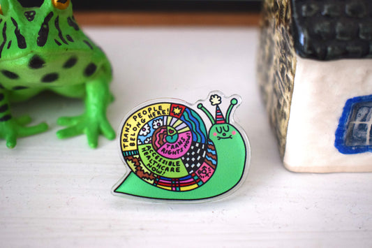 Trans Rights Snail Pin