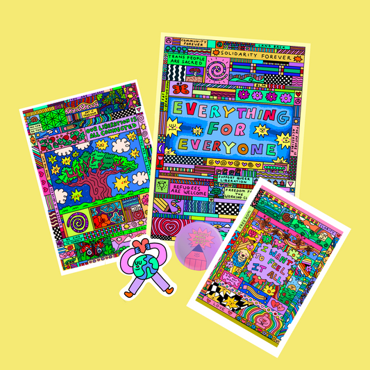 Large print, badge, sticker bundle