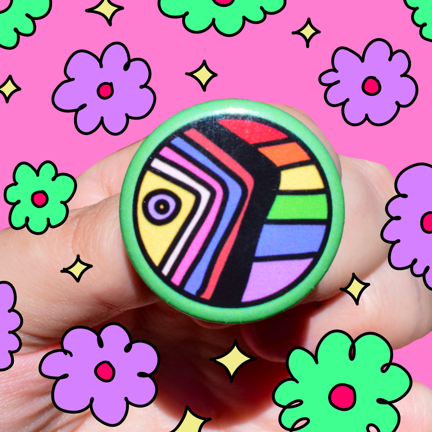 WOBBLY PRIDE FLAG - button badge