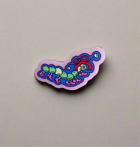Shirley the Catepillar pin