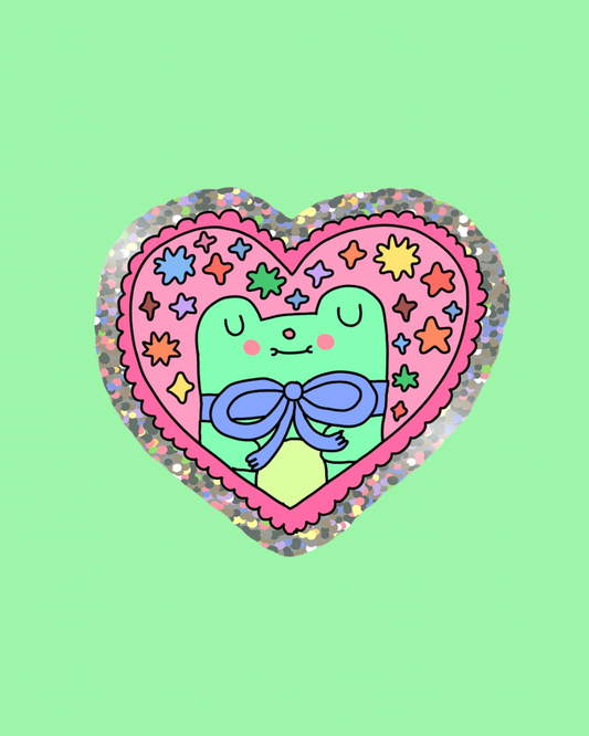 Frog glitter sticker