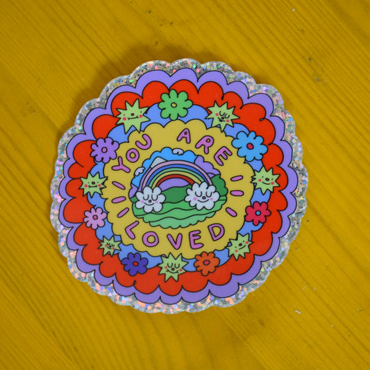 I'M A RARE FIND - "You are loved" glitter sticker