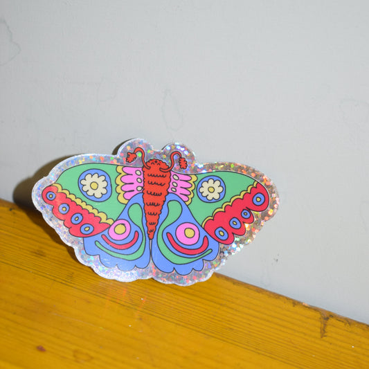 I'M A RARE FIND - glitter moth sticker