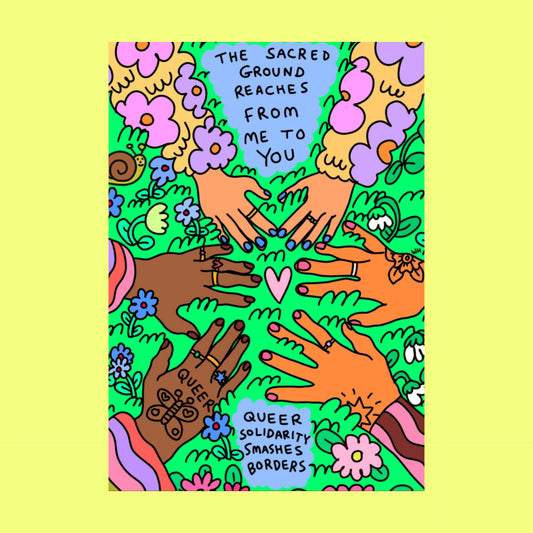 Queer Solidarity Smashes Borders - A4 print